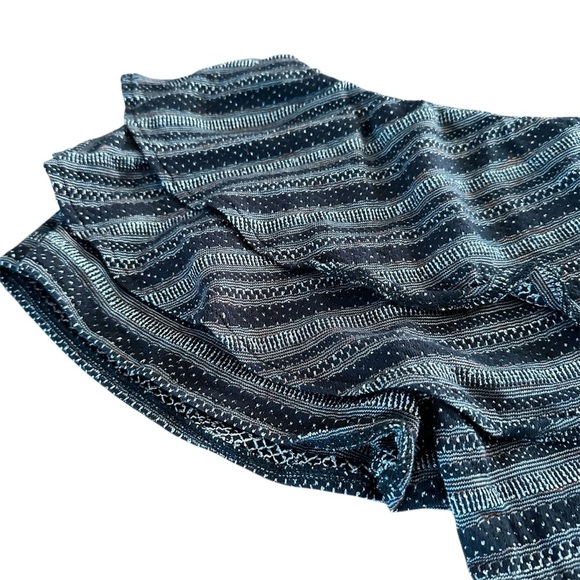 Free People Black Combo Off-Shoulder Ruffle Smocked Top | Size Large - Picture 14 of 16